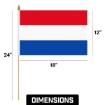 Drapeau sur un bâton / Flag on stick - Pays-Bas / Netherlands -1dz.  (12x18")